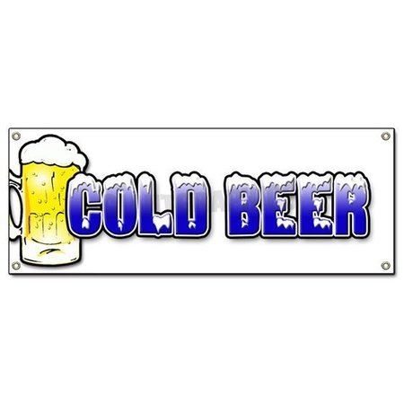 SIGNMISSION COLD BEER BANNER SIGN ice drink cart stand iced draft bottle micro brew mini B-Cold Beer